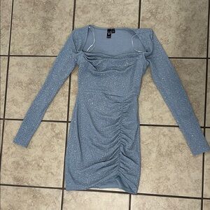 Elegant Blue Long Sleeve Dress